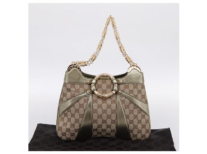 Bamboo GUCCI GG Canvas Schultertasche mit Bambuskette Beige Goldfarben 135962 Auth yk20863SAM - Ansicht 12