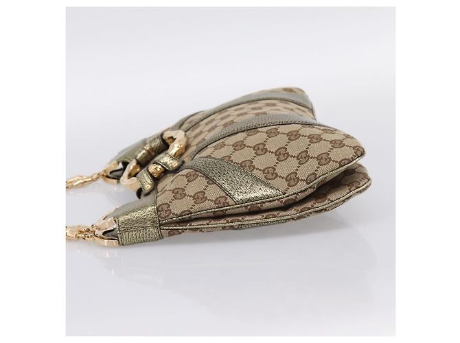 Bamboo GUCCI GG Canvas Schultertasche mit Bambuskette Beige Goldfarben 135962 Auth yk20863SAM - Ansicht 3
