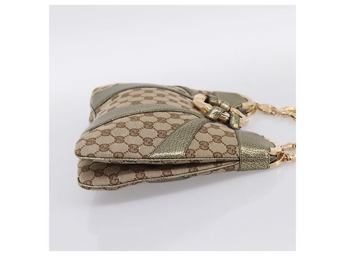 Bamboo GUCCI GG Canvas Schultertasche mit Bambuskette Beige Goldfarben 135962 Auth yk20863SAM - Ansicht 4