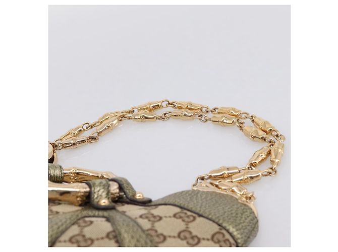 Bamboo GUCCI GG Canvas Schultertasche mit Bambuskette Beige Goldfarben 135962 Auth yk20863SAM - Ansicht 8