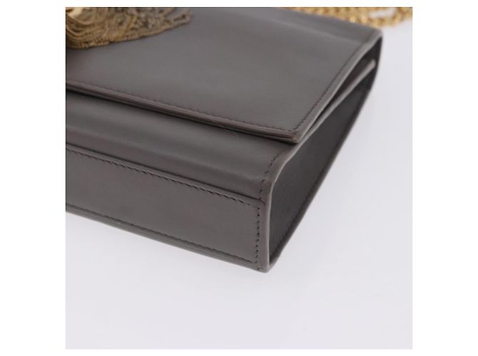 Borsa a tracolla Chain Kate SAINT LAURENT in pelle grigia e oro Auth ka5887M Marrone D'oro - vista 15
