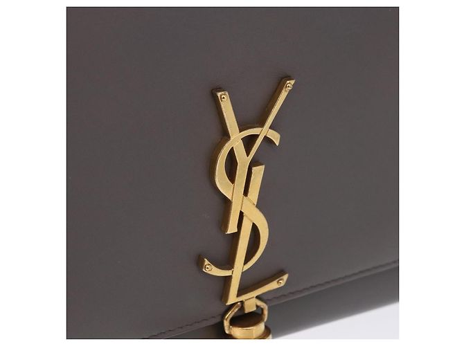 Borsa a tracolla Chain Kate SAINT LAURENT in pelle grigia e oro Auth ka5887M Marrone D'oro - vista 18