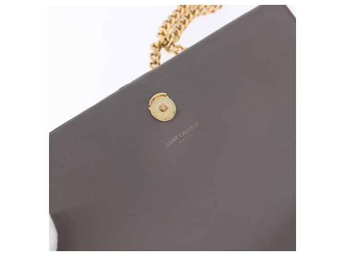 Borsa a tracolla Chain Kate SAINT LAURENT in pelle grigia e oro Auth ka5887M Marrone D'oro - vista 19