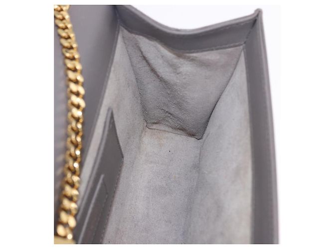 Borsa a tracolla Chain Kate SAINT LAURENT in pelle grigia e oro Auth ka5887M Marrone D'oro - vista 21