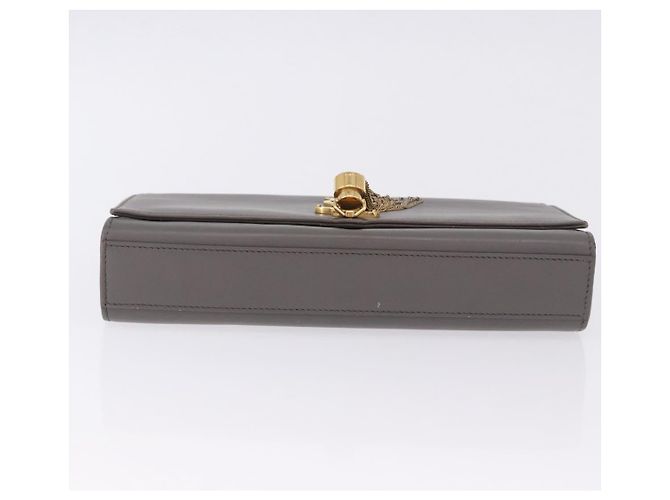 Borsa a tracolla Chain Kate SAINT LAURENT in pelle grigia e oro Auth ka5887M Marrone D'oro - vista 5