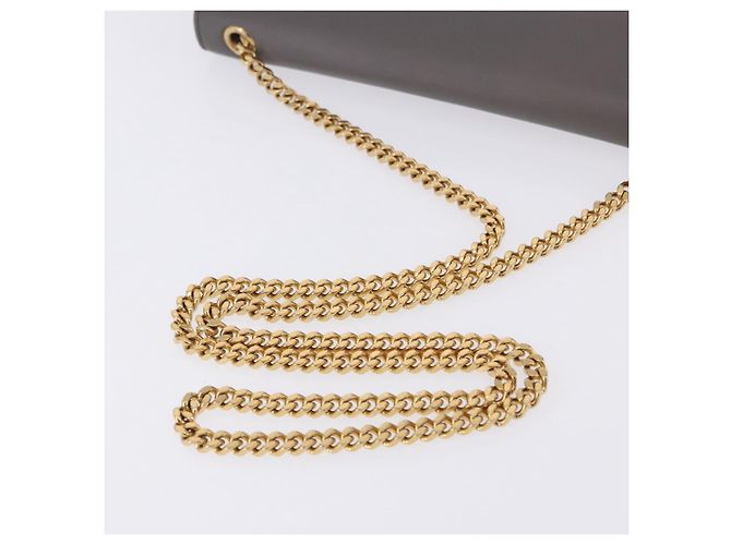 Borsa a tracolla Chain Kate SAINT LAURENT in pelle grigia e oro Auth ka5887M Marrone D'oro - vista 7
