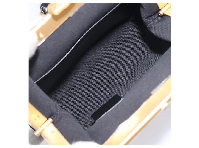 Borsa a tracolla CHANEL Chain Matelasse in pelle verniciata Nero Oro CC Auth 195256M D'oro - vista 11