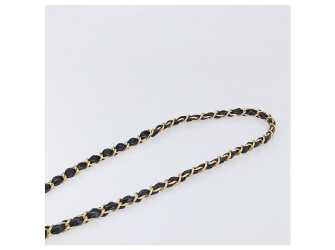 Borsa a tracolla CHANEL Chain Matelasse in pelle verniciata Nero Oro CC Auth 195256M D'oro - vista 14