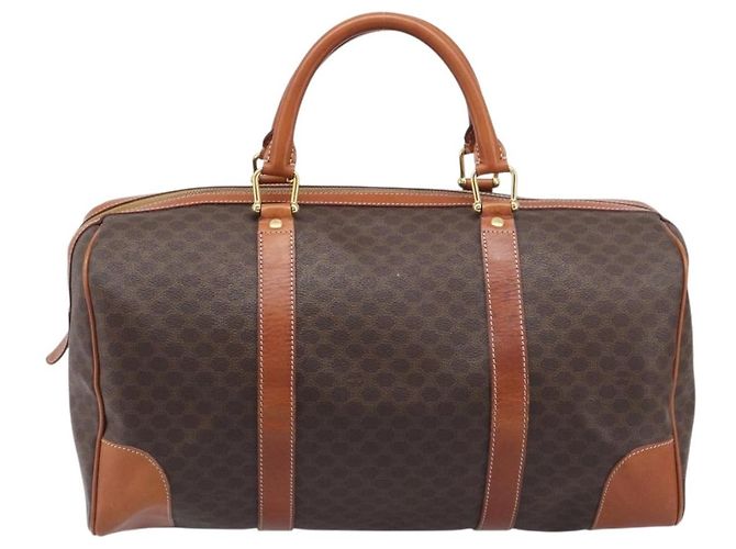 Céline CELINE Macadam Boston Bag PVC Leather Brown Gold Tone Auth 196408A - view 2