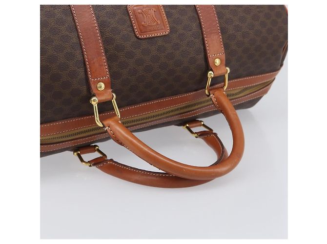 Céline CELINE Macadam Boston Bag PVC Leather Brown Gold Tone Auth 196408A - view 7
