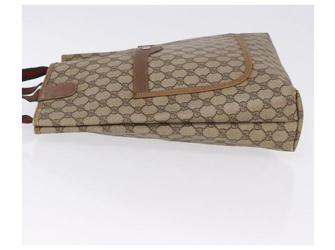 Borsa Tote GUCCI GG Supreme Web Sherry Line PVC Beige Oro 39 02 003 Auth 199642 - vista 6