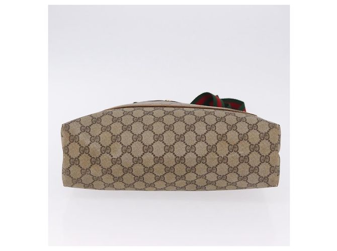 Borsa Tote GUCCI GG Supreme Web Sherry Line PVC Beige Oro 39 02 003 Auth 199642 - vista 7