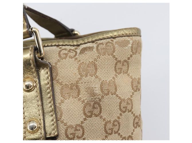 Borsa a mano GUCCI GG Canvas Beige Tono Oro 139261 Auth 200155 - vista 10