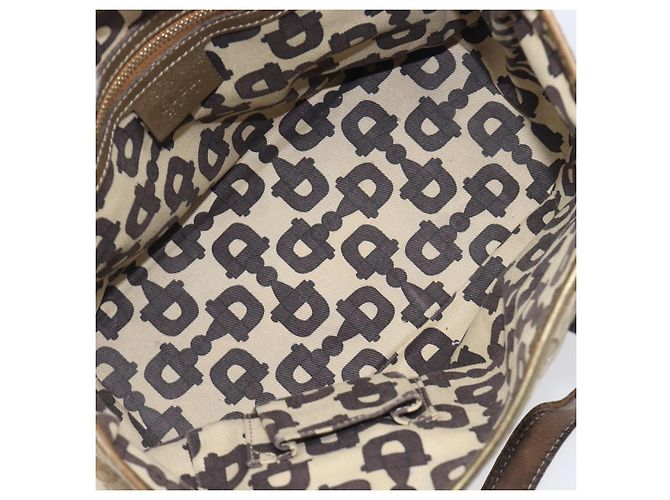 Borsa a mano GUCCI GG Canvas Beige Tono Oro 139261 Auth 200155 - vista 11