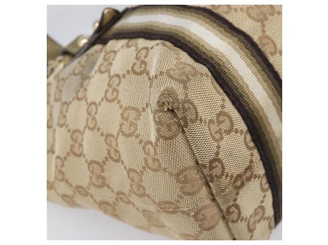 Borsa a mano GUCCI GG Canvas Beige Tono Oro 139261 Auth 200155 - vista 15