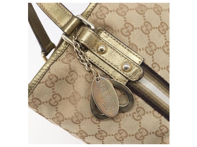 Borsa a mano GUCCI GG Canvas Beige Tono Oro 139261 Auth 200155 - vista 17
