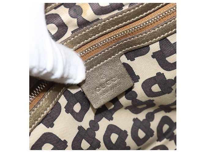 Borsa a mano GUCCI GG Canvas Beige Tono Oro 139261 Auth 200155 - vista 18