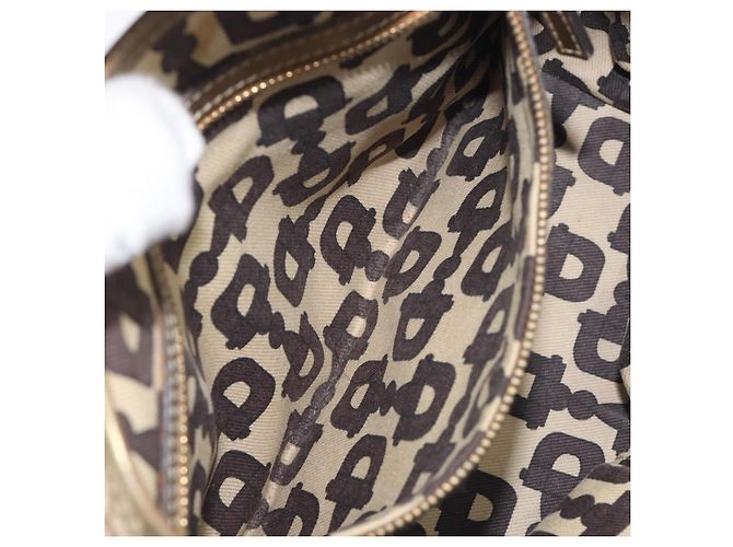Borsa a mano GUCCI GG Canvas Beige Tono Oro 139261 Auth 200155 - vista 22