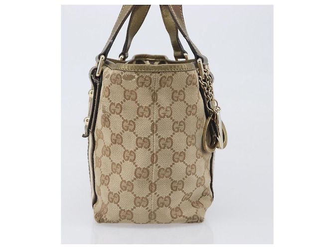 Borsa a mano GUCCI GG Canvas Beige Tono Oro 139261 Auth 200155 - vista 4