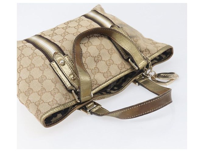 Borsa a mano GUCCI GG Canvas Beige Tono Oro 139261 Auth 200155 - vista 6