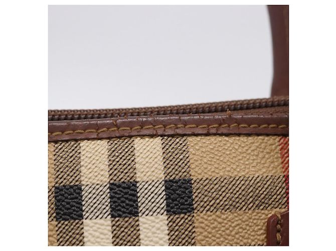 Borsa a mano Burberrys Nova Check PVC Beige Gold Auth 197676 D'oro - vista 10