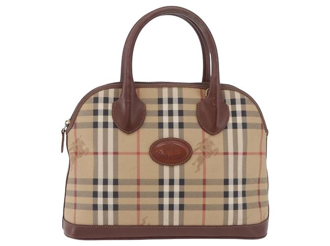 Borsa a mano Burberrys Nova Check PVC Beige Gold Auth 197676 D'oro - vista 13