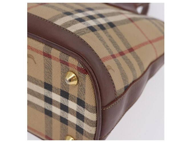 Borsa a mano Burberrys Nova Check PVC Beige Gold Auth 197676 D'oro - vista 15