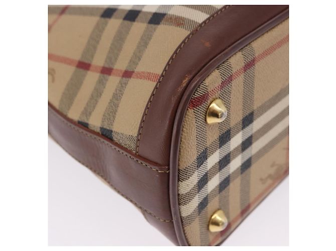Borsa a mano Burberrys Nova Check PVC Beige Gold Auth 197676 D'oro - vista 16
