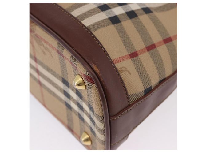 Borsa a mano Burberrys Nova Check PVC Beige Gold Auth 197676 D'oro - vista 17