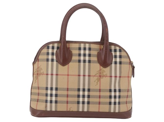 Borsa a mano Burberrys Nova Check PVC Beige Gold Auth 197676 D'oro - vista 2