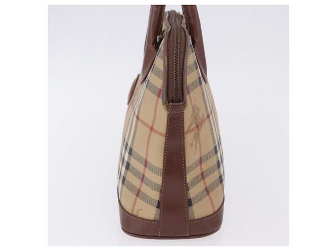 Borsa a mano Burberrys Nova Check PVC Beige Gold Auth 197676 D'oro - vista 3
