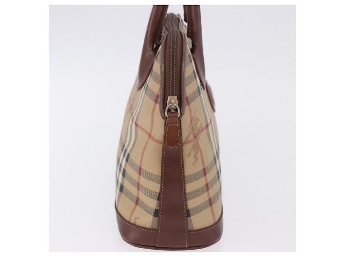 Borsa a mano Burberrys Nova Check PVC Beige Gold Auth 197676 D'oro - vista 4