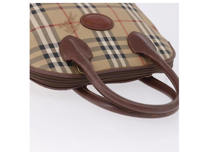 Borsa a mano Burberrys Nova Check PVC Beige Gold Auth 197676 D'oro - vista 6