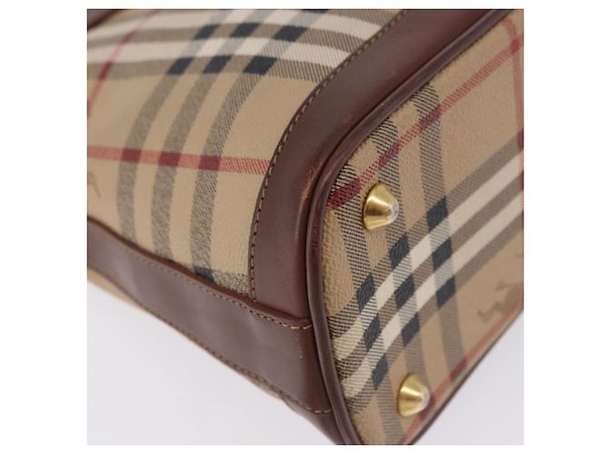 Borsa a mano Burberrys Nova Check PVC Beige Gold Auth 197676 D'oro - vista 8