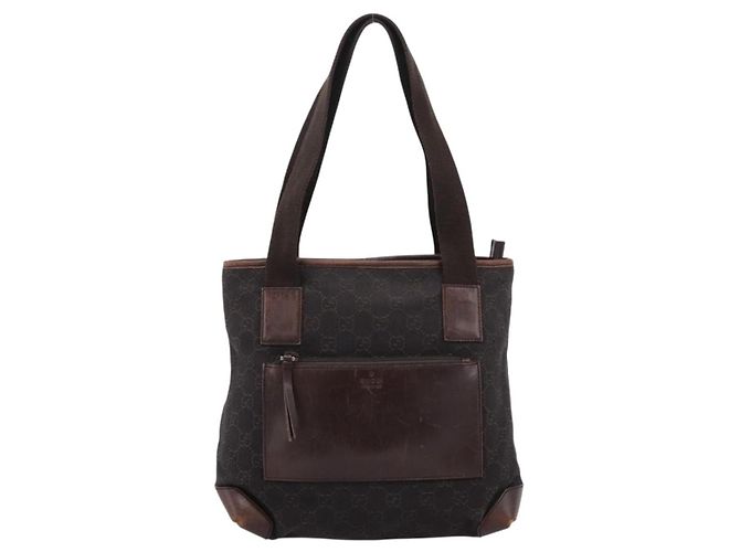 Borsa a mano GUCCI GG Canvas Nero Argento 28893 Auth 197671 - vista 13