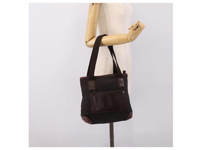 Borsa a mano GUCCI GG Canvas Nero Argento 28893 Auth 197671 - vista 23