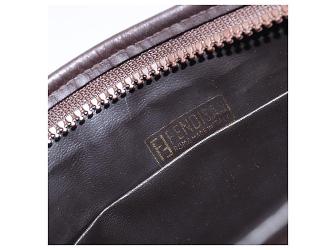 Borsa a pochette FENDI Zucca Canvas Nero e Marrone Auth 197770 - vista 10