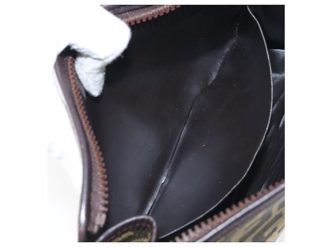 Borsa a pochette FENDI Zucca Canvas Nero e Marrone Auth 197770 - vista 12