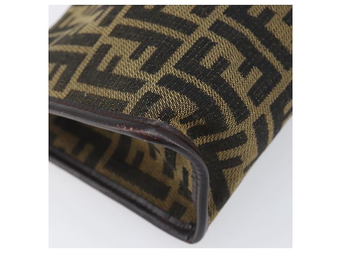 Borsa a pochette FENDI Zucca Canvas Nero e Marrone Auth 197770 - vista 14