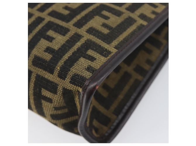 Borsa a pochette FENDI Zucca Canvas Nero e Marrone Auth 197770 - vista 15