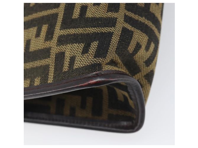 Borsa a pochette FENDI Zucca Canvas Nero e Marrone Auth 197770 - vista 16