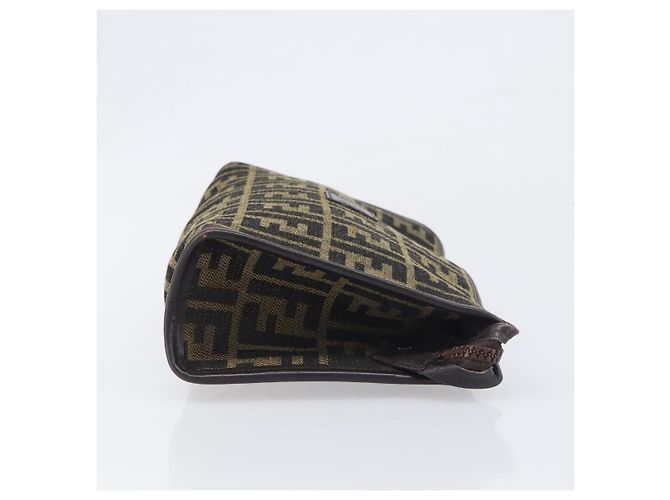 Borsa a pochette FENDI Zucca Canvas Nero e Marrone Auth 197770 - vista 3
