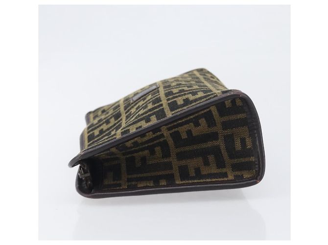Borsa a pochette FENDI Zucca Canvas Nero e Marrone Auth 197770 - vista 4