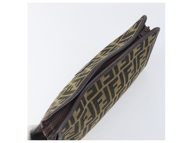 Borsa a pochette FENDI Zucca Canvas Nero e Marrone Auth 197770 - vista 5