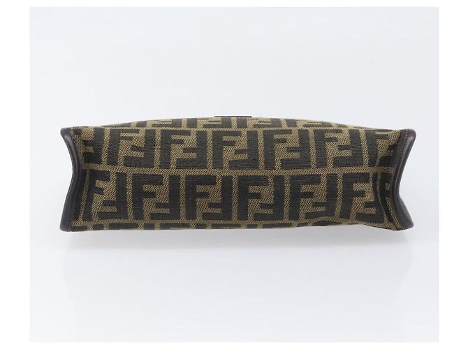 Borsa a pochette FENDI Zucca Canvas Nero e Marrone Auth 197770 - vista 6