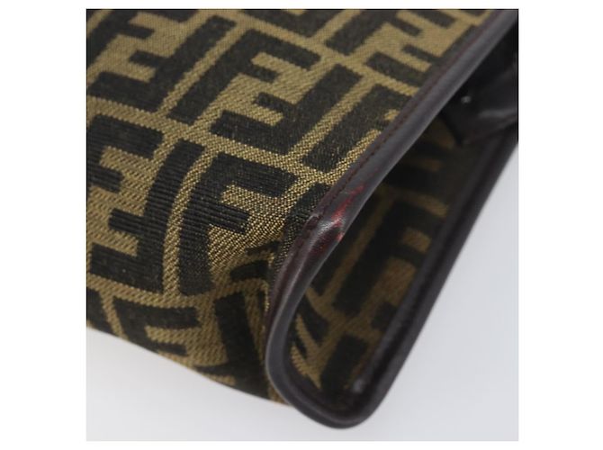 Borsa a pochette FENDI Zucca Canvas Nero e Marrone Auth 197770 - vista 7