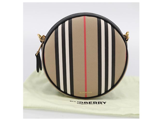 Borsa BURBERRY Nova Check Icon Stripe Louise Bag PVC 2way Beige 8051846 Auth SW2764M D'oro - vista 12