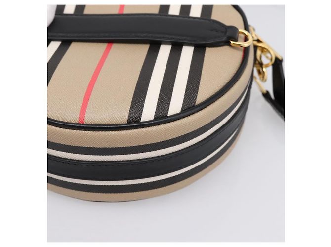 Borsa BURBERRY Nova Check Icon Stripe Louise Bag PVC 2way Beige 8051846 Auth SW2764M D'oro - vista 16