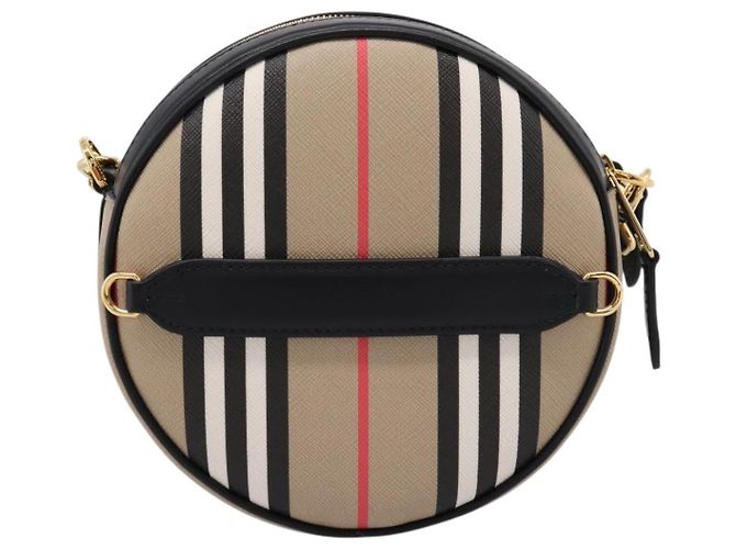 Borsa BURBERRY Nova Check Icon Stripe Louise Bag PVC 2way Beige 8051846 Auth SW2764M D'oro - vista 2