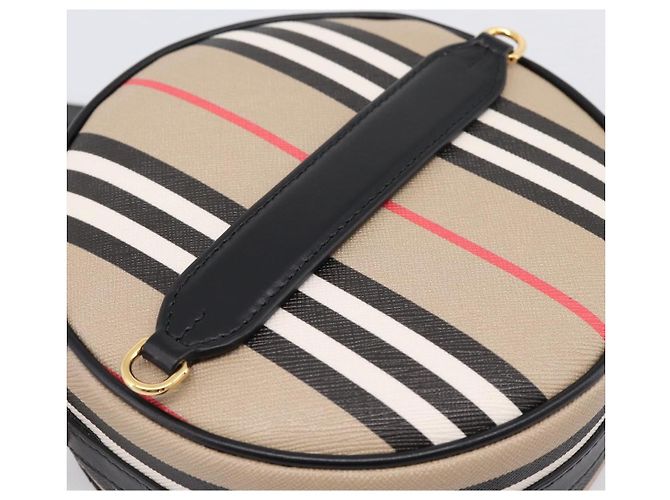 Borsa BURBERRY Nova Check Icon Stripe Louise Bag PVC 2way Beige 8051846 Auth SW2764M D'oro - vista 24
